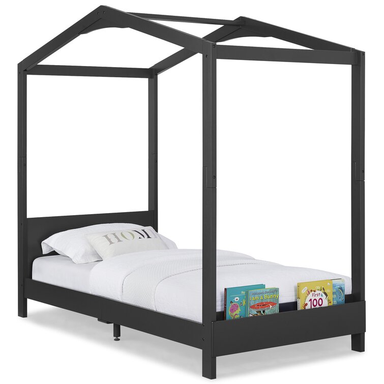 Twin Solid Wood Platform Standard Bed with Shelves by Delta Children
